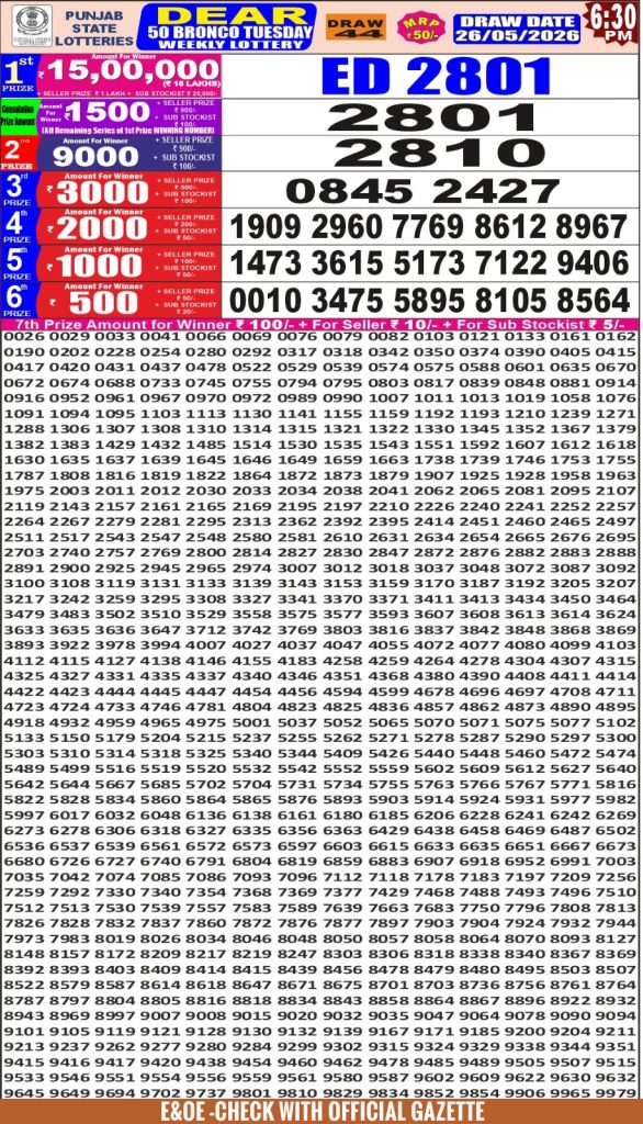 Lottery Result Today 26.05.26