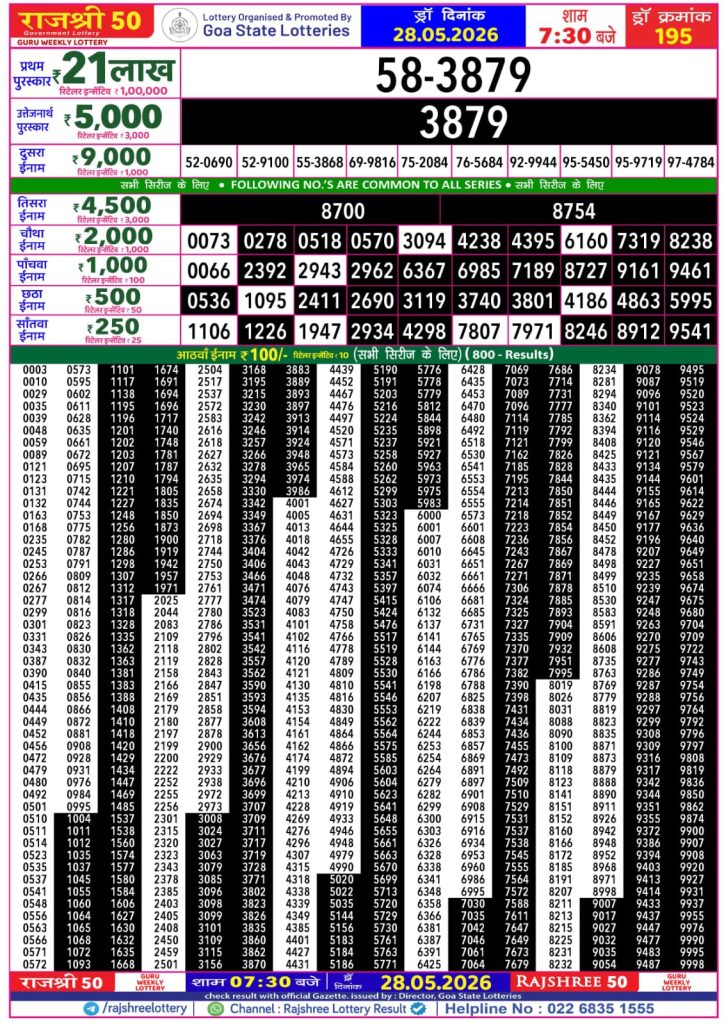 Lottery Result Today 28.05.26