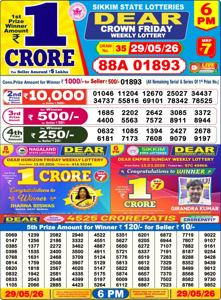 Lottery Result Today 29.05.26