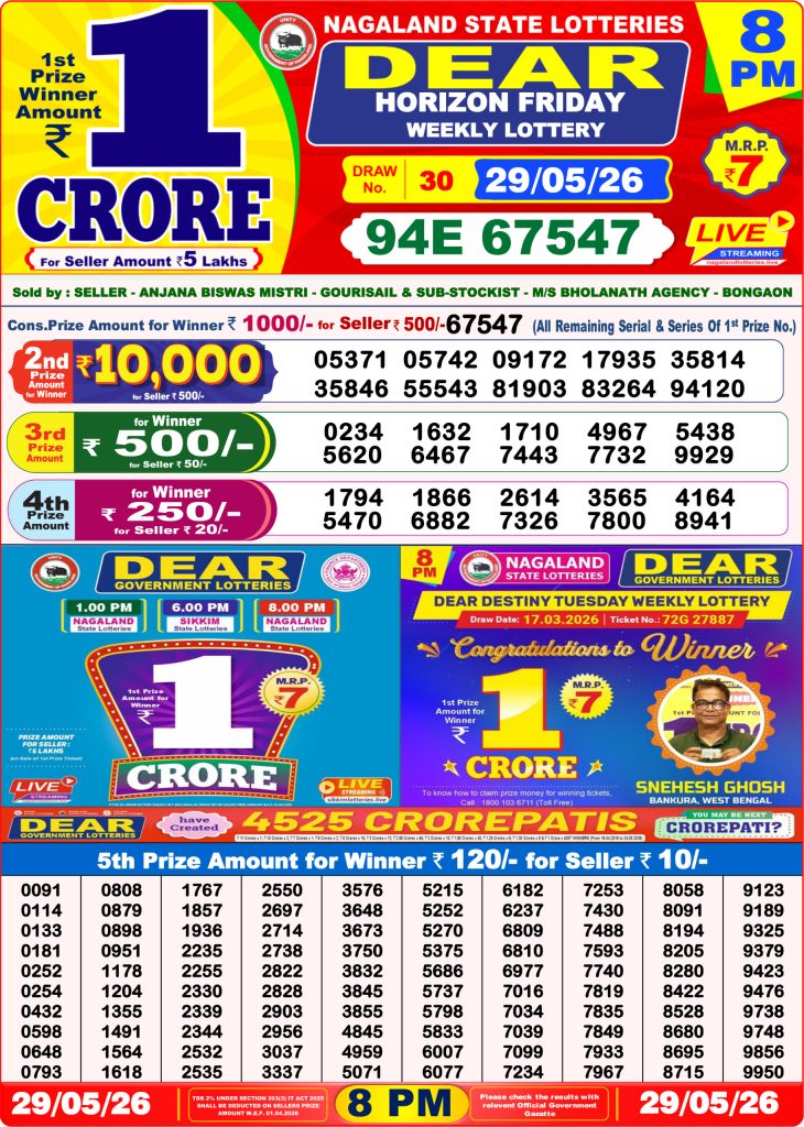 Lottery Result Today 29.05.26