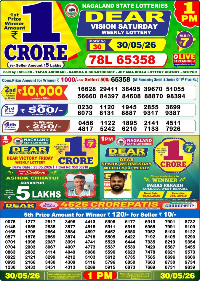 Lottery Result Today 30.05.26