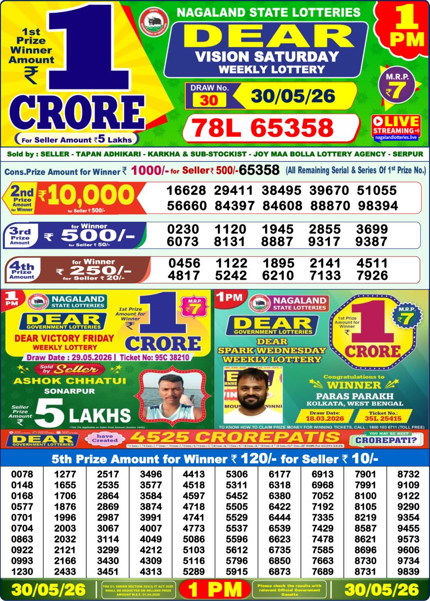 Lottery Result Today 30.05.26