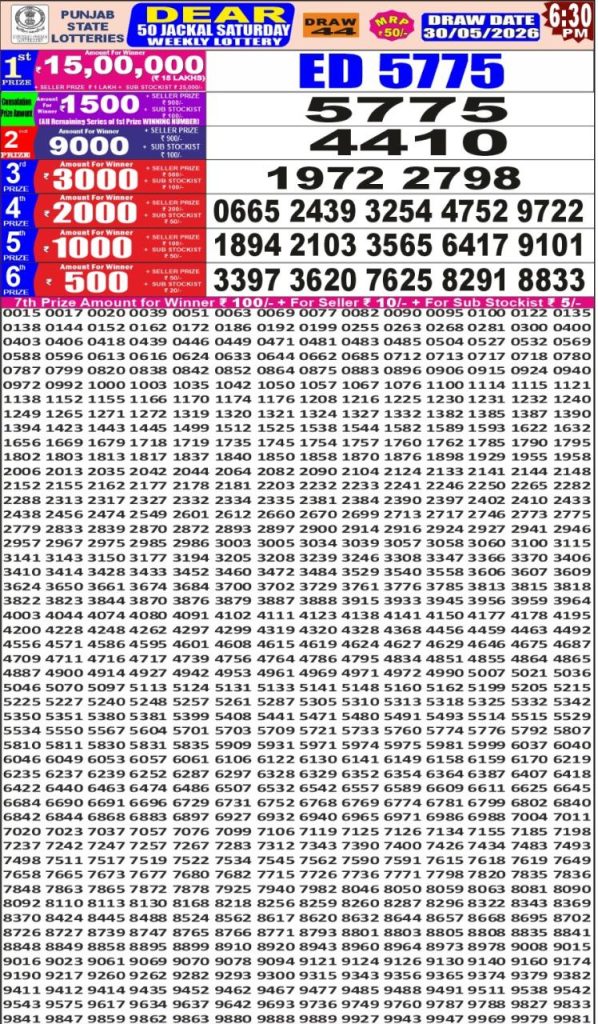 Lottery Result Today 30.05.26