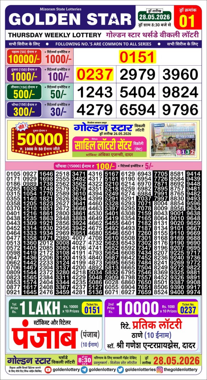 Lottery Result Today 28.05.26