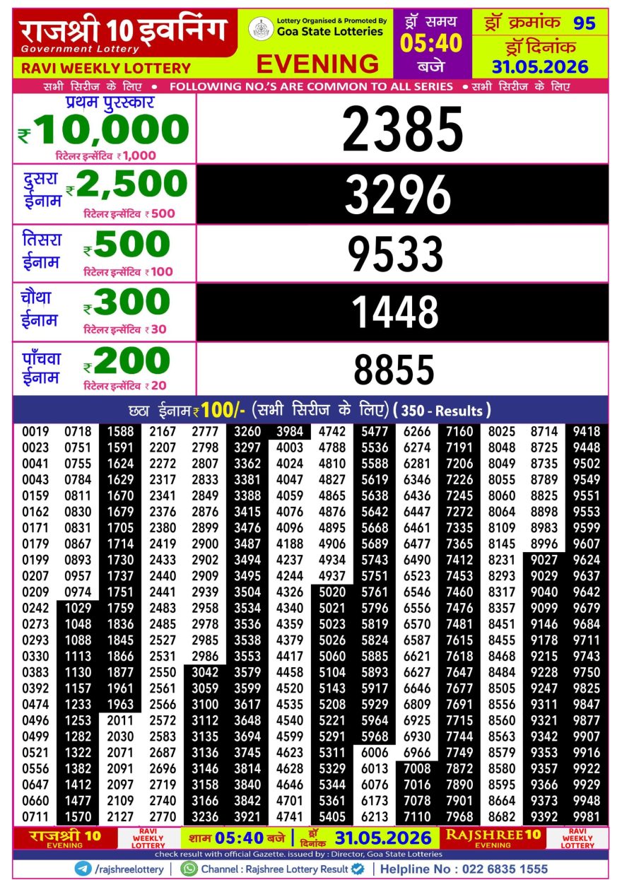 Lottery Result Today 31.05.26