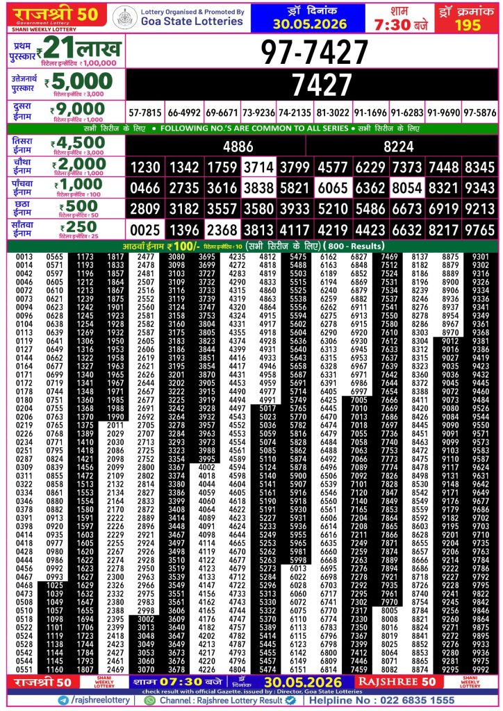 Lottery Result Today 30.05.26
