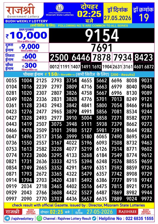 Lottery Result Today 27.05.26