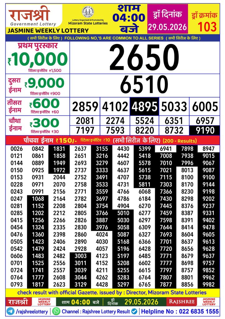 Lottery Result Today 29.05.26