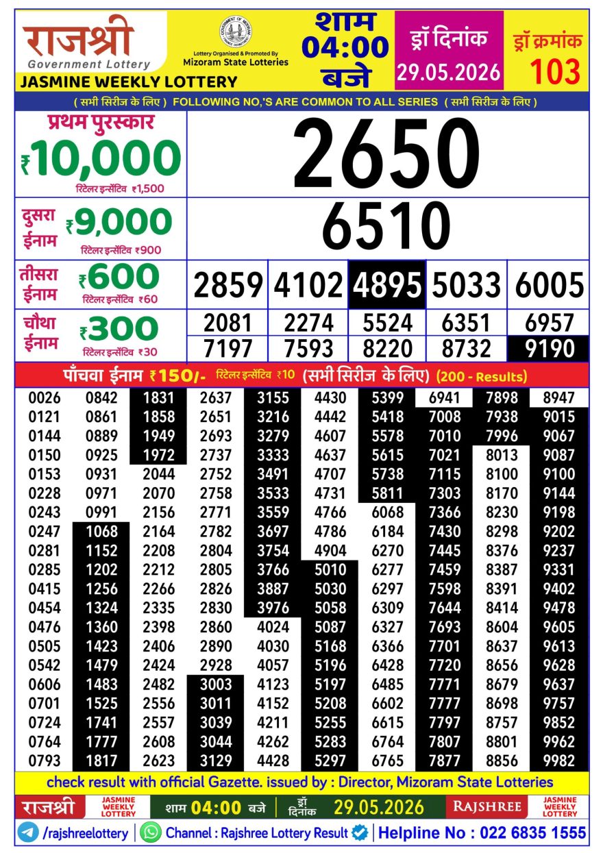 Lottery Result Today 29.05.26
