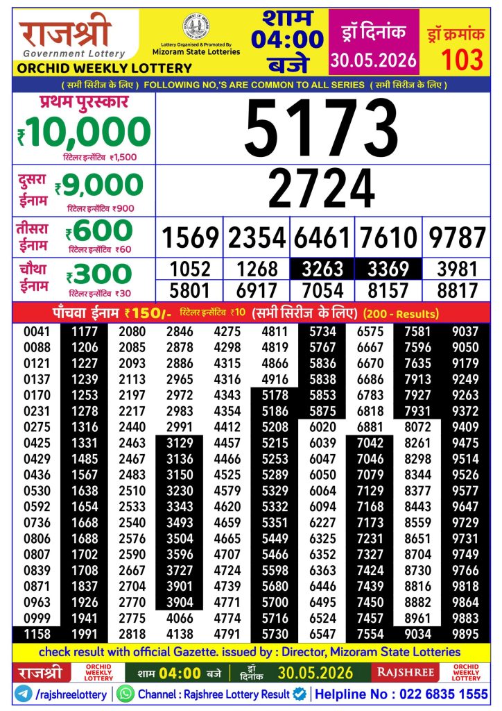 Lottery Result Today 30.05.26
