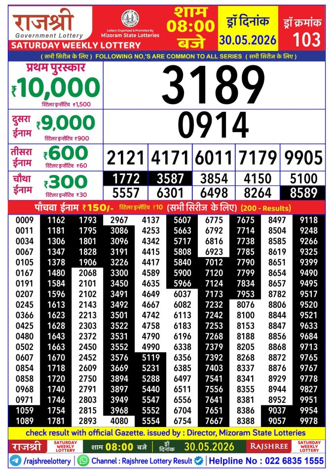 Lottery Result Today 30.05.26