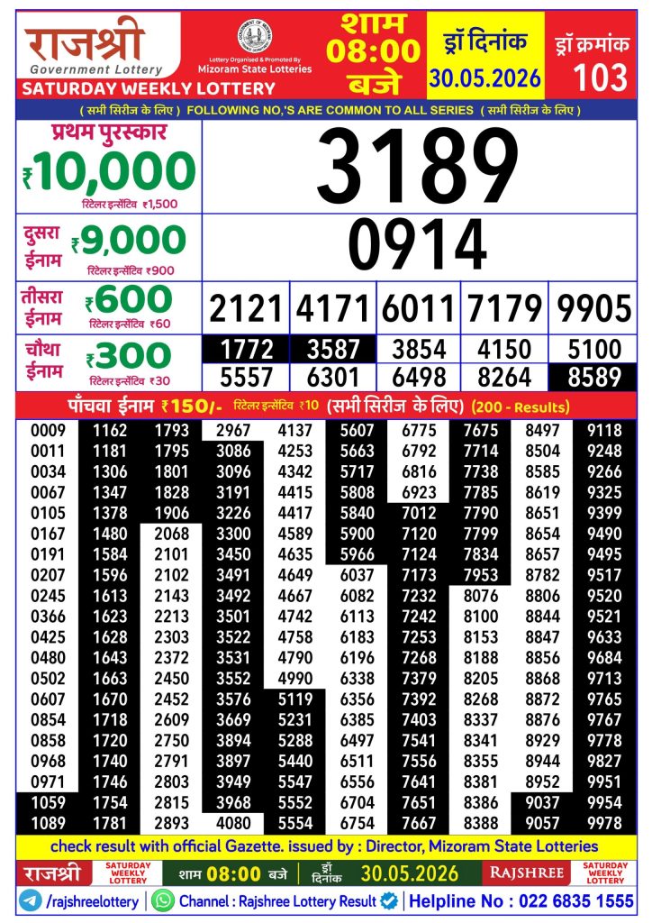 Lottery Result Today 30.05.26