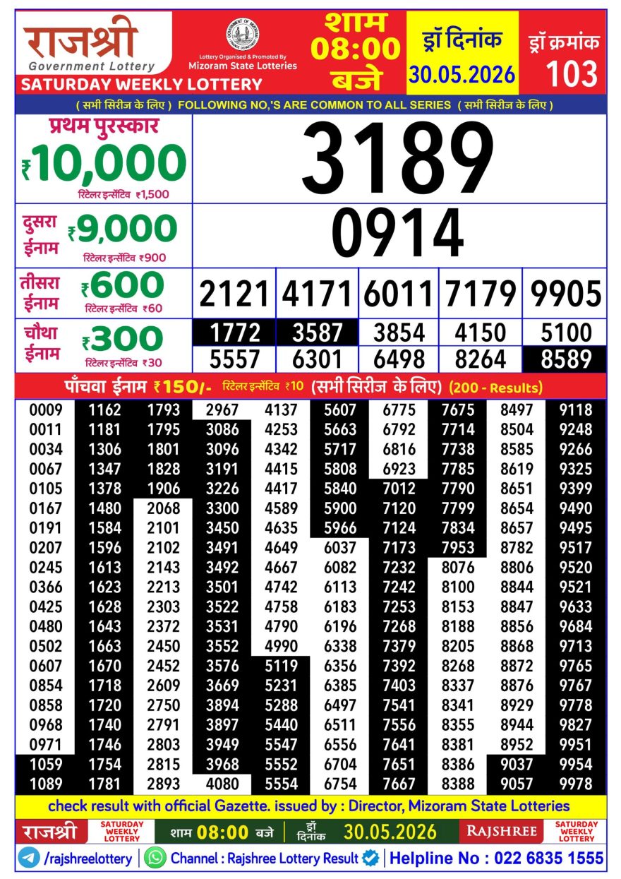 Lottery Result Today 30.05.26