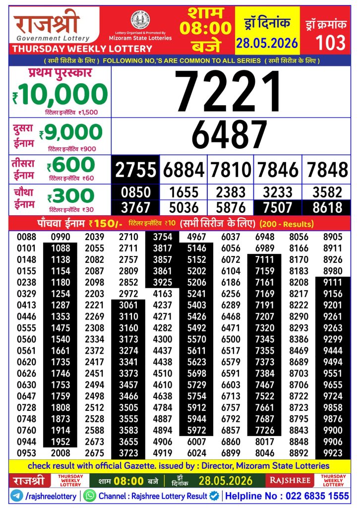 Lottery Result Today 28.05.26