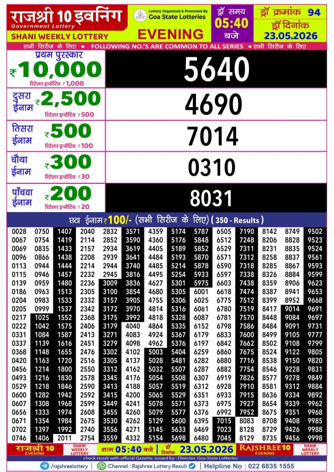 Lottery Result Today 23.05.26