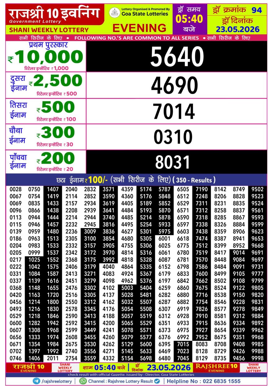 Lottery Result Today 23.05.26