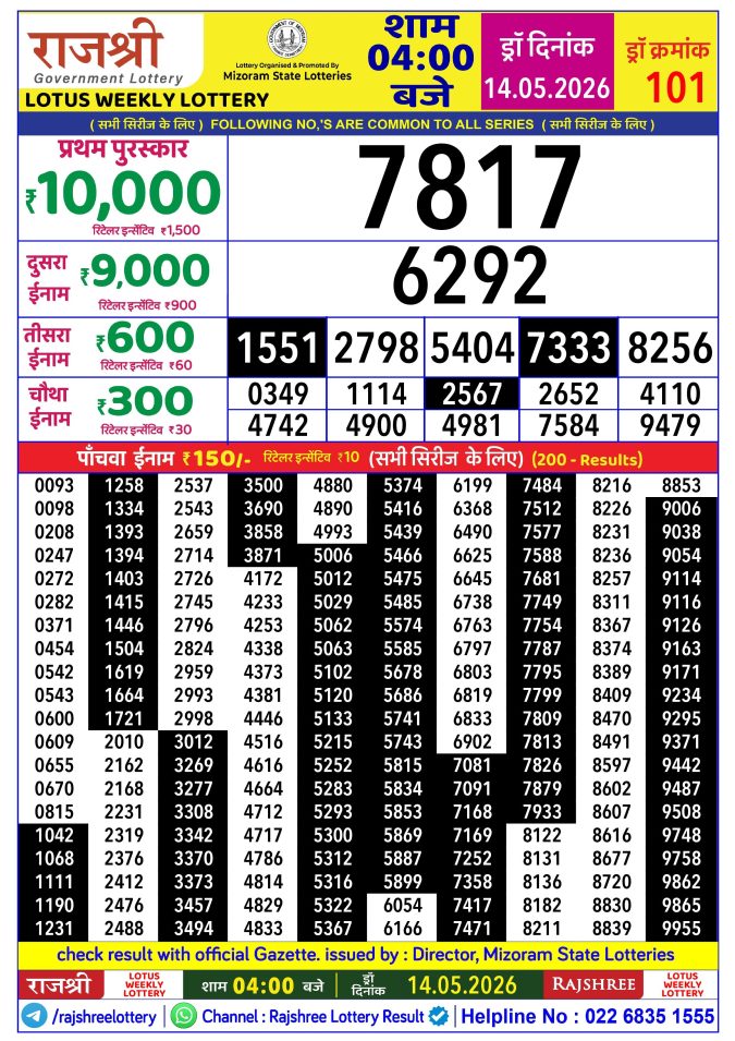 Lottery Result Today 14.05.26