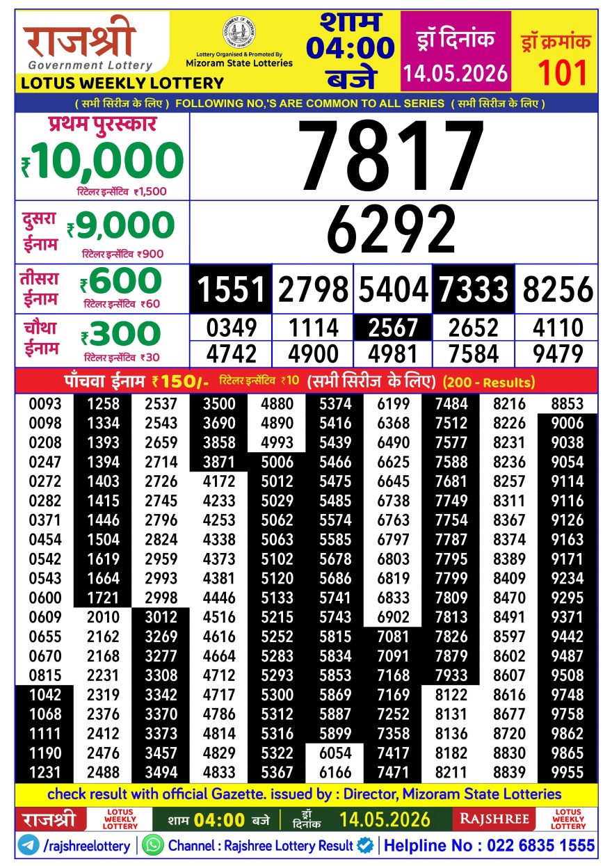 Lottery Result Today 14.05.26