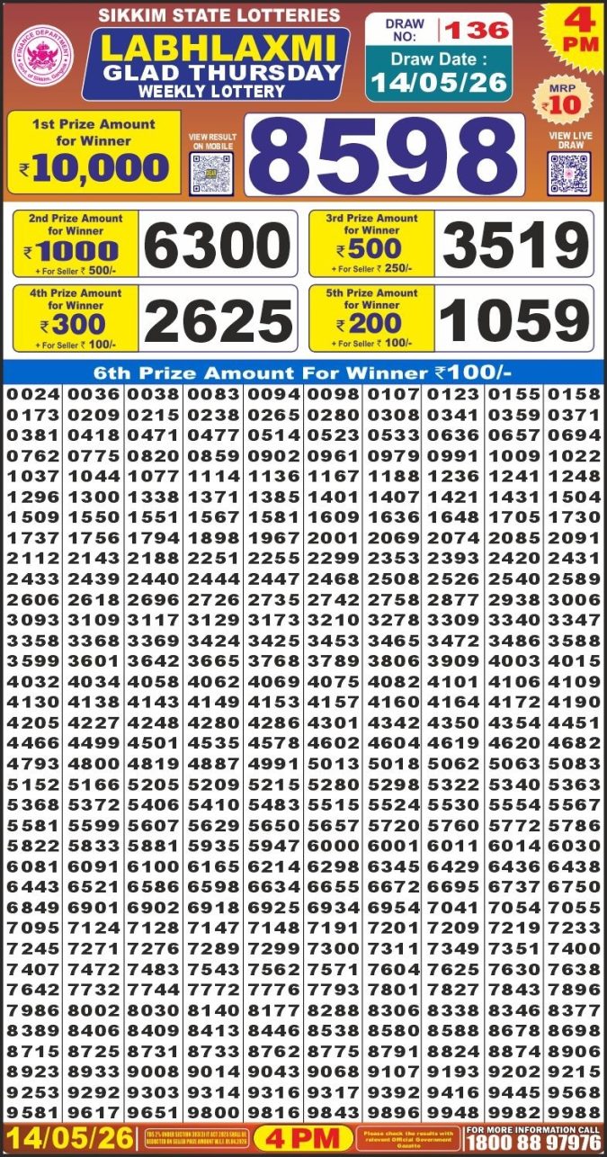 Lottery Result Today 14.05.26