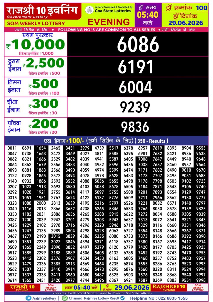 Lottery Result Today 29.06.26