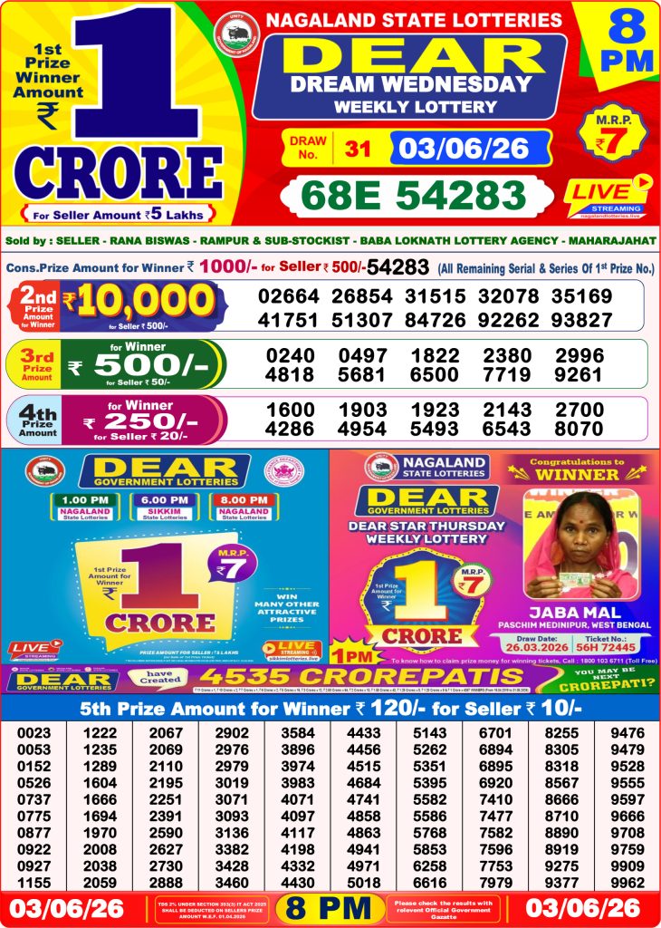 Lottery Result Today 03.06.26