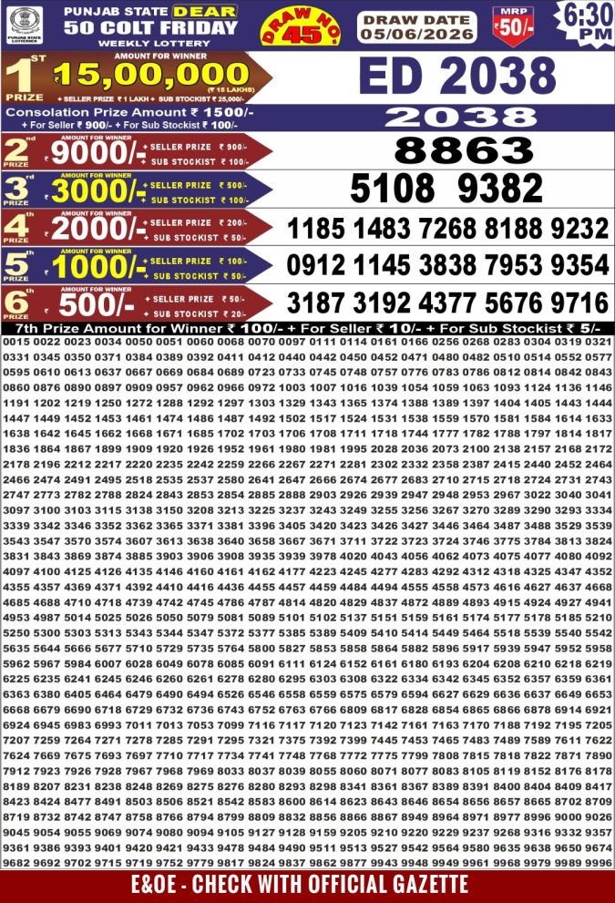 Lottery Result Today 05.06.26