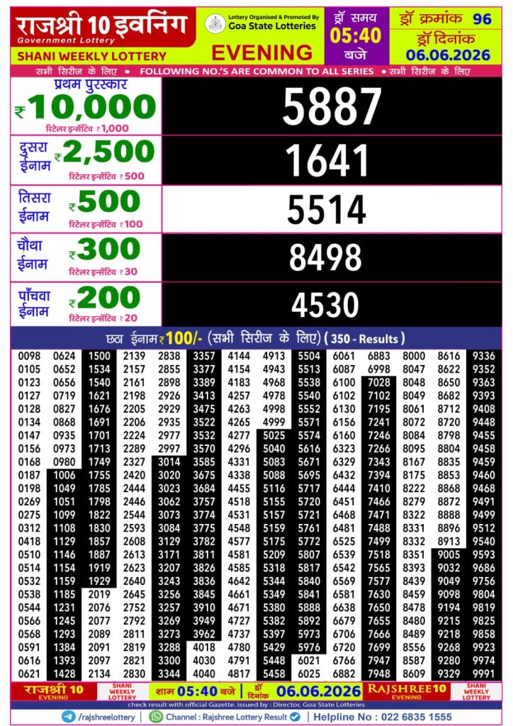 Lottery Result Today 06.06.26