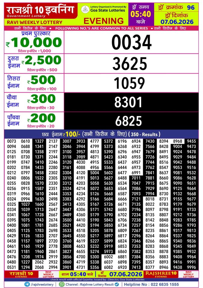 Lottery Result Today 07.06.26