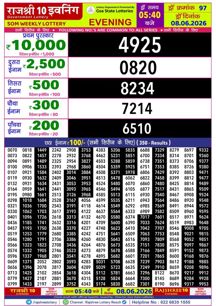 Lottery Result Today 08.06.26
