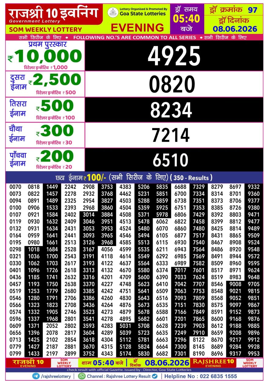 Lottery Result Today 08.06.26