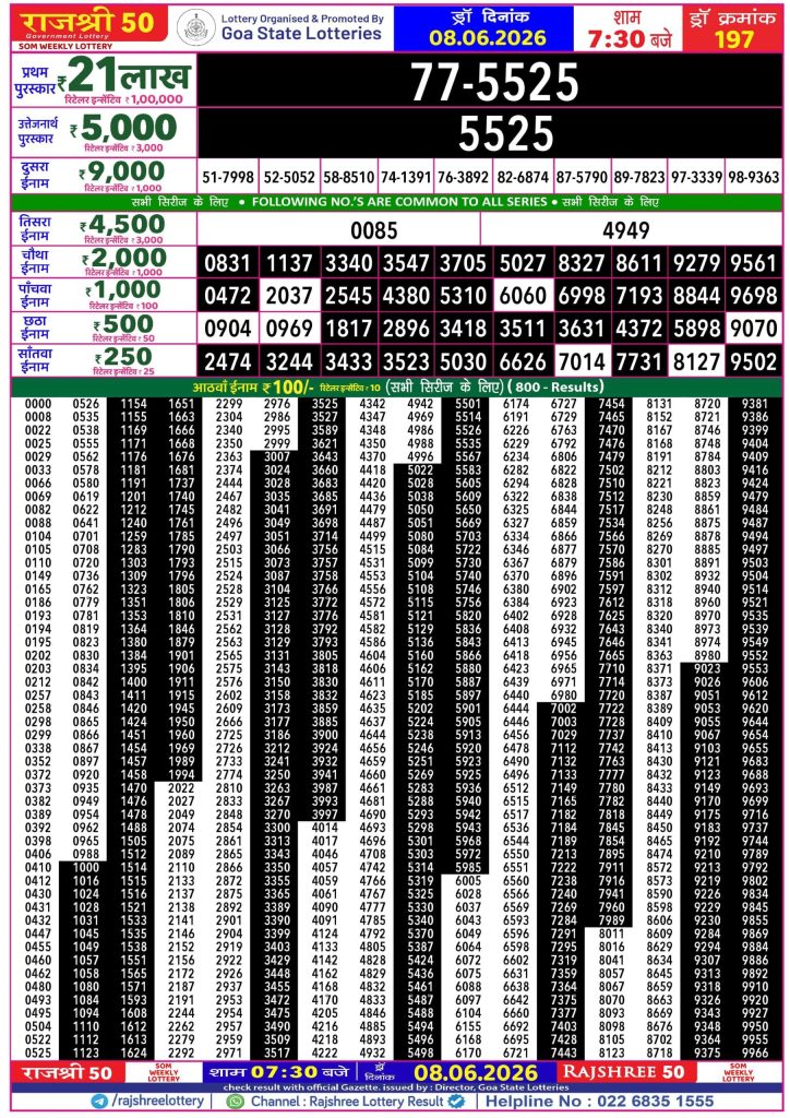Lottery Result Today 08.06.26