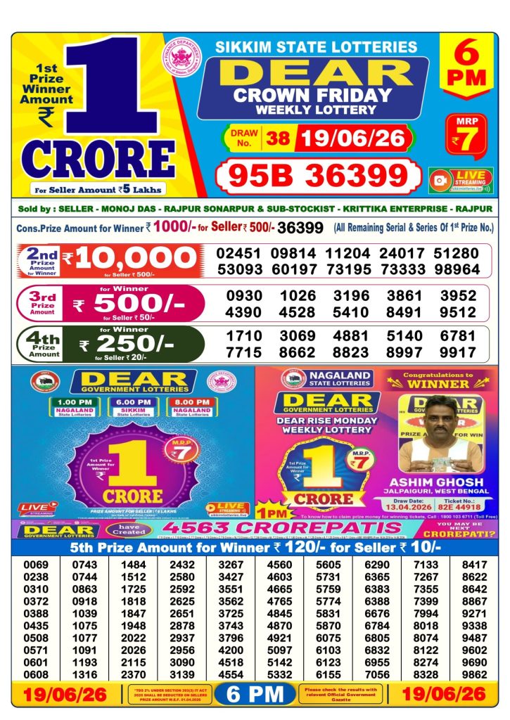 Lottery Result Today 19.06.26