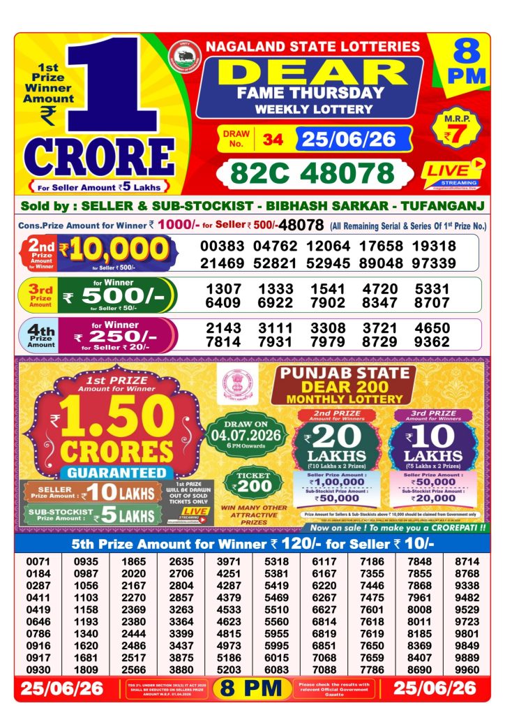Lottery Result Today 25.06.26