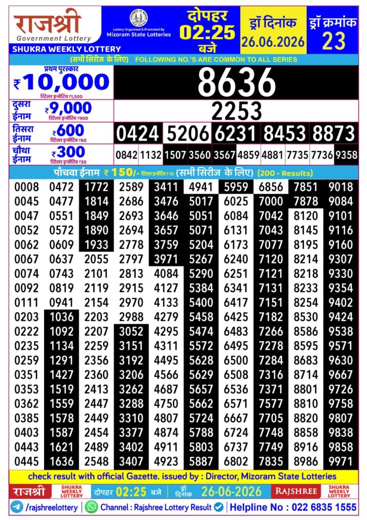Lottery Result Today 26.06.26