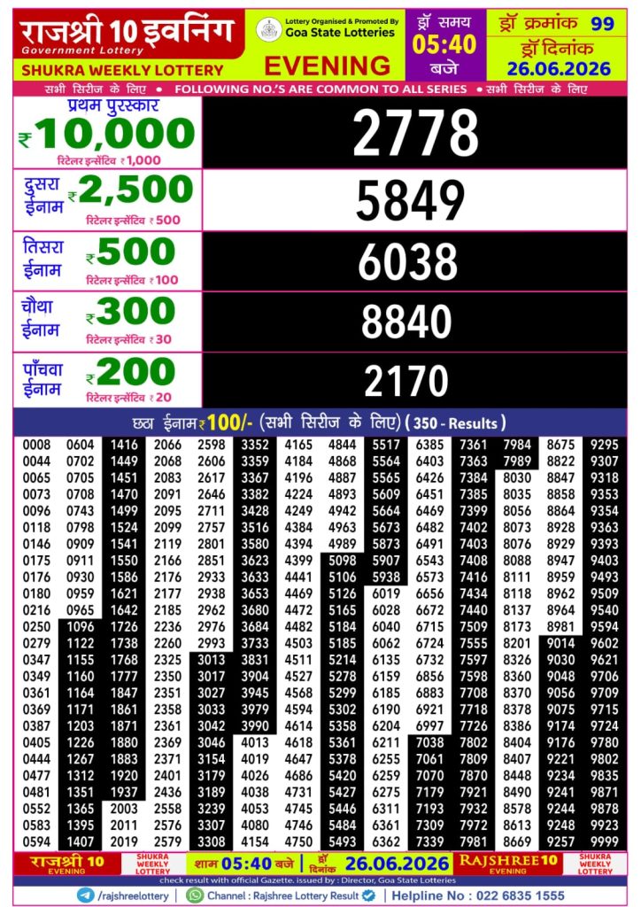 Lottery Result Today 26.06.26