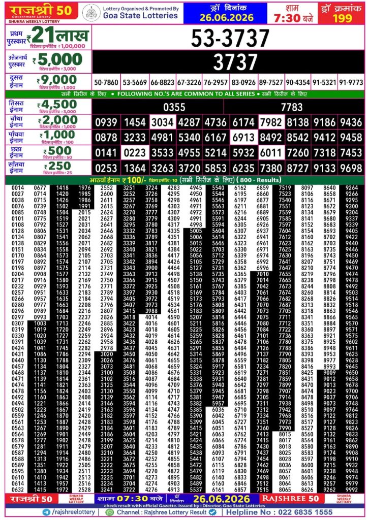 Lottery Result Today 26.06.26