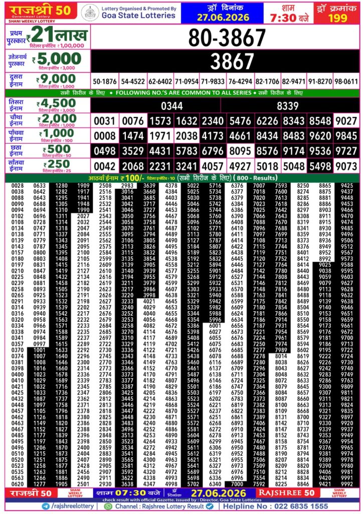 Lottery Result Today 27.06.26