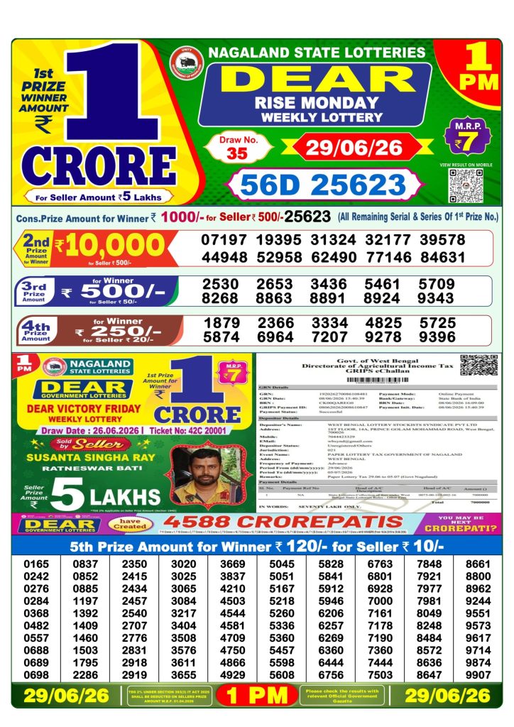 Lottery Result Today 29.06.26