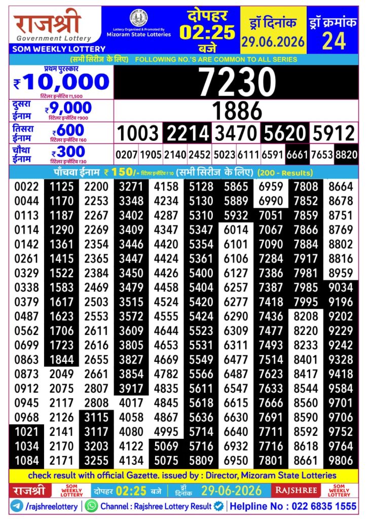 Lottery Result Today 29.06.26