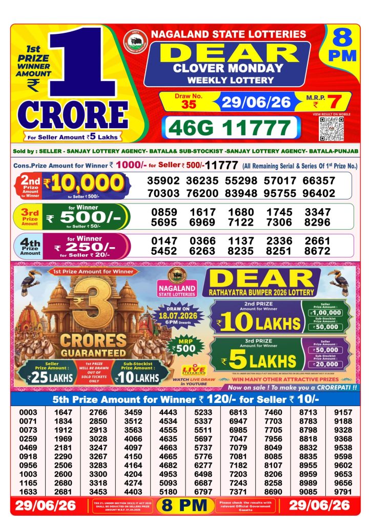 Lottery Result Today 29.06.26