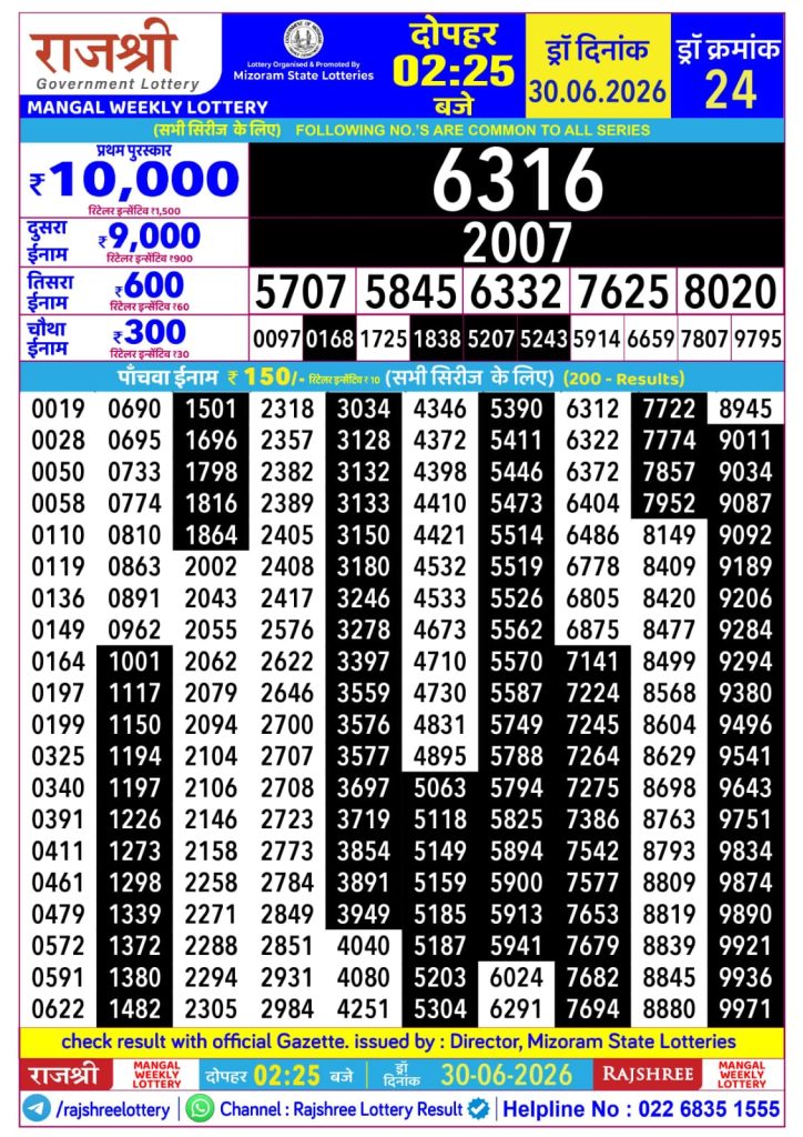 Lottery Result Today 30.06.26