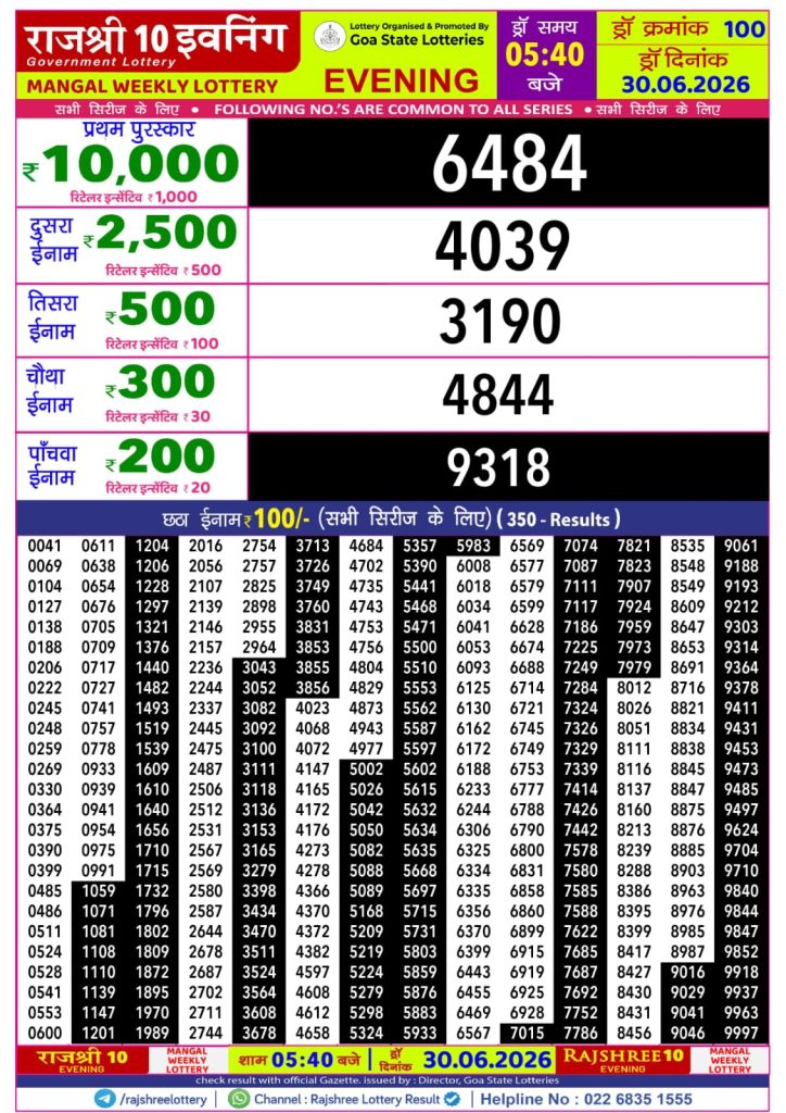 Lottery Result Today 30.06.26