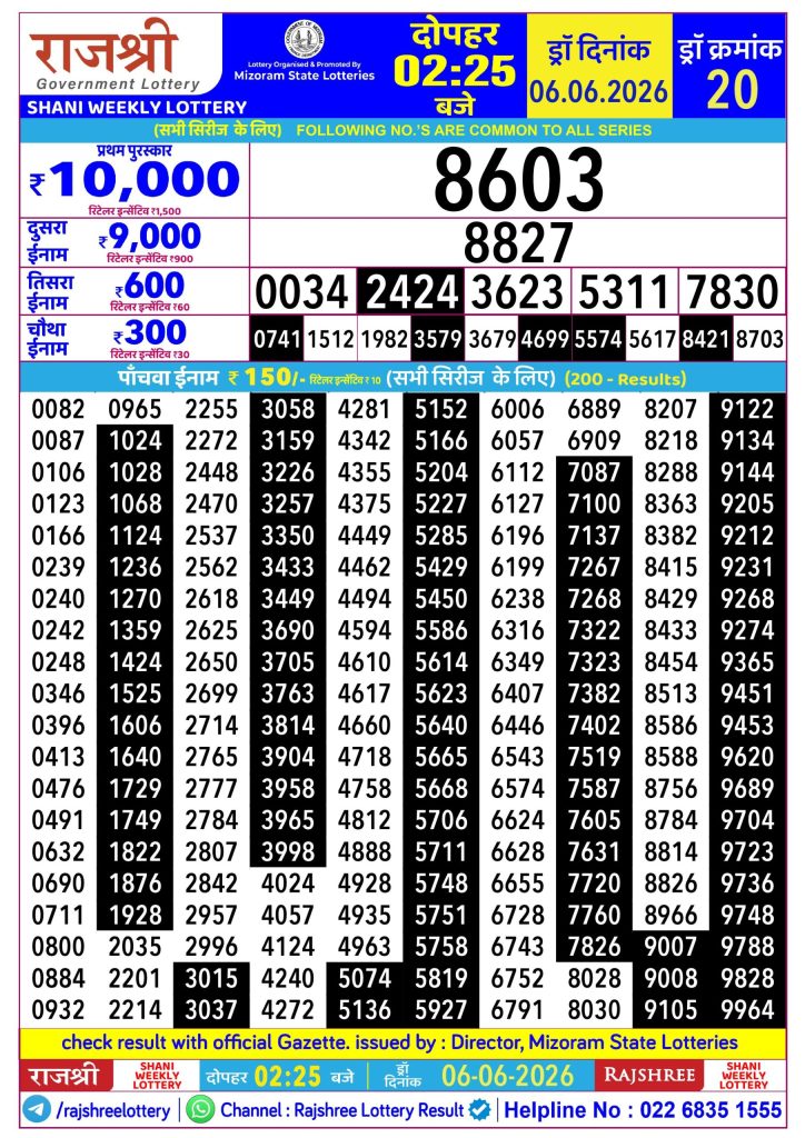 Lottery Result Today 06.06.26