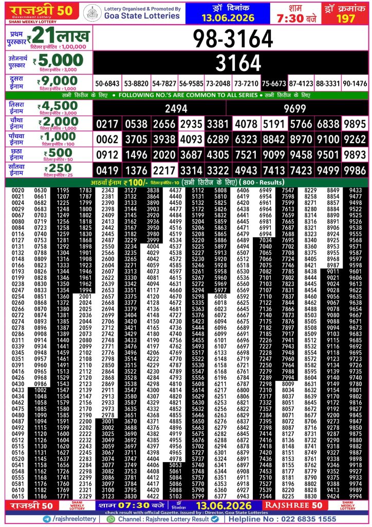 Lottery Result Today 13.06.26