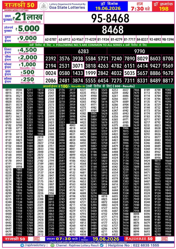 Lottery Result Today 19.06.26