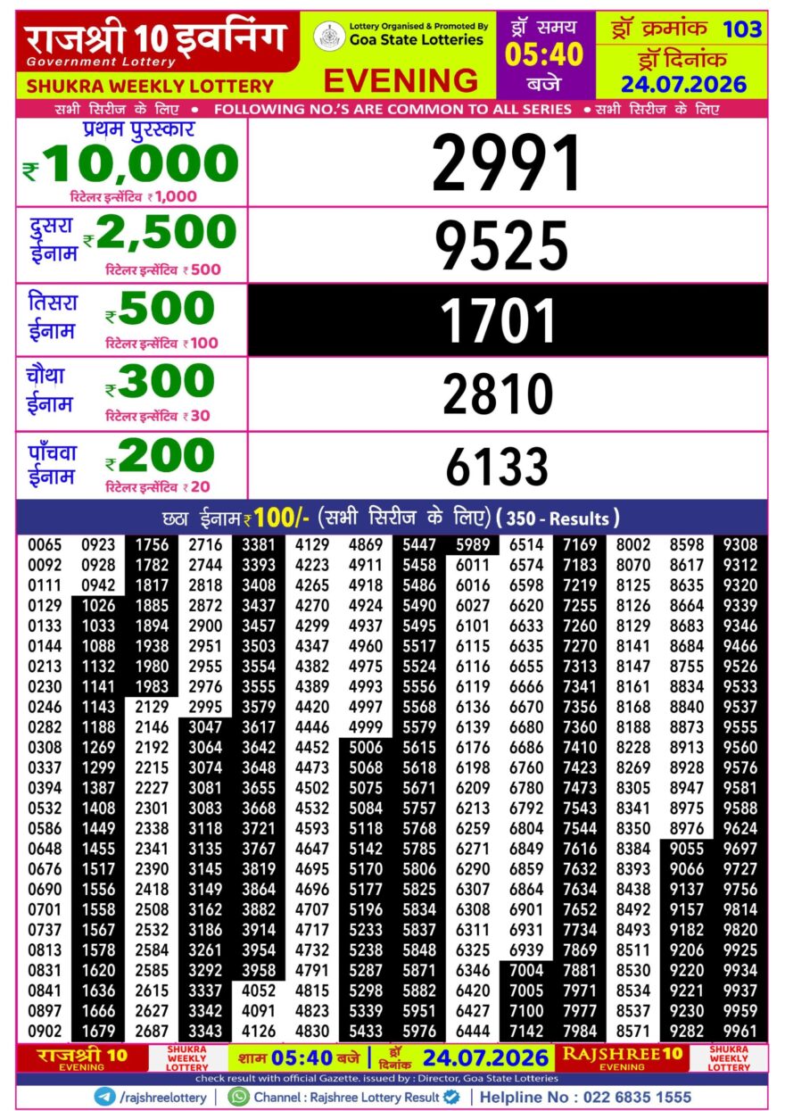 Lottery Result Today 24.07.26