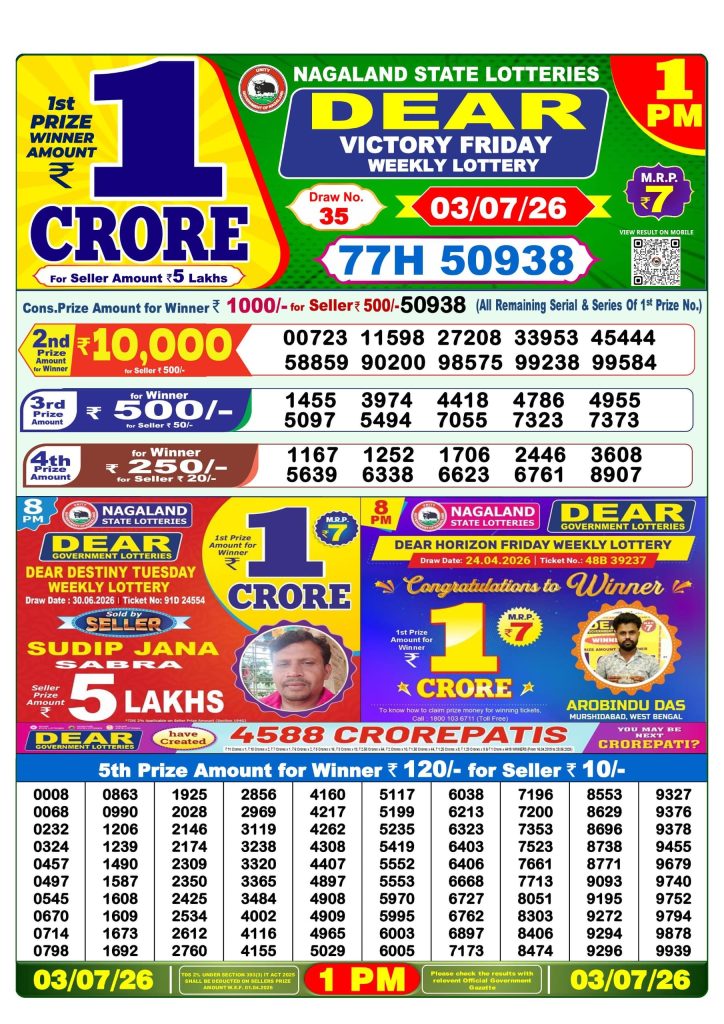 03-07-26 Lottery Sambad 1 PM Result Dhankesari Lottery Result Today 03.07.26