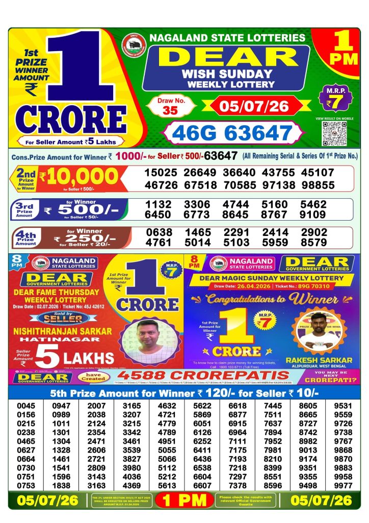 05-07-26 Lottery Sambad 1 PM Result Dhankesari Lottery Result Today 05.07.26