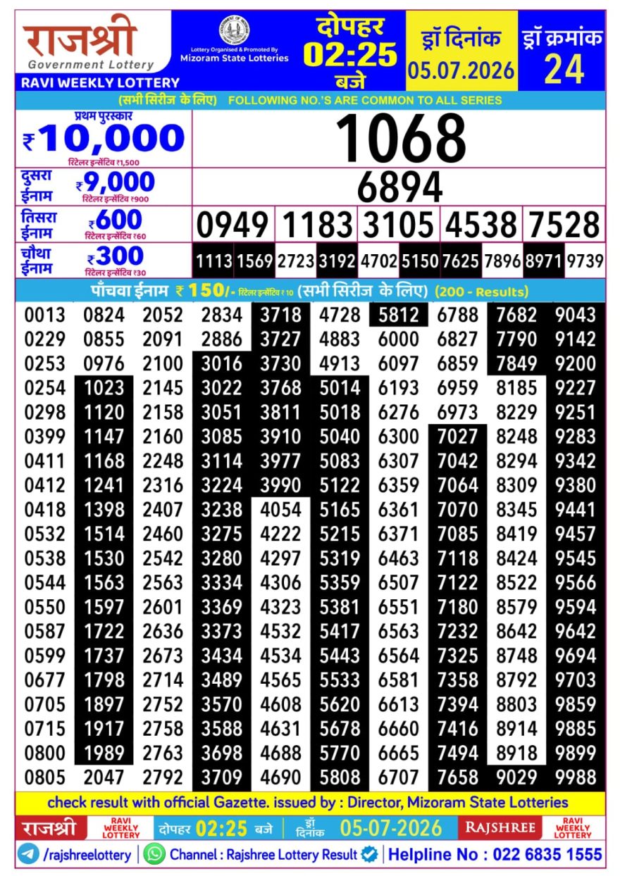 Lottery Result Today 05.07.26
