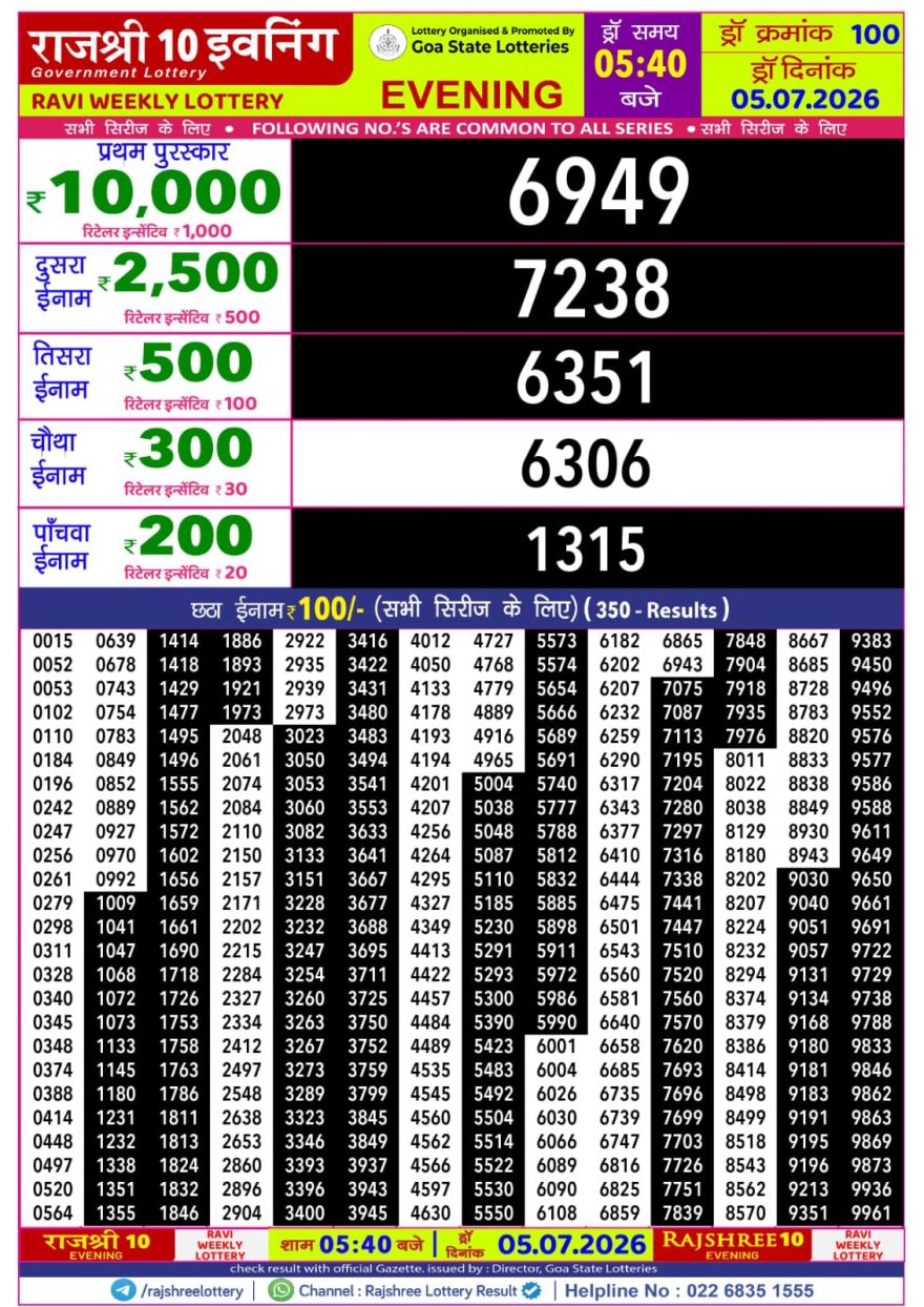 Lottery Result Today 05.07.26
